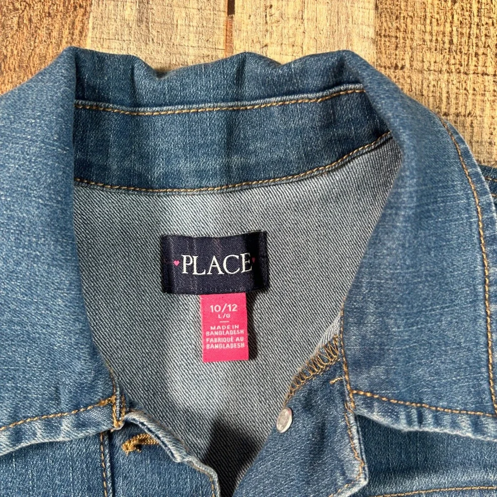 The Children's Place Blue Cotton Blend Denim Trucker Jean Jacket Kids  10/12 L